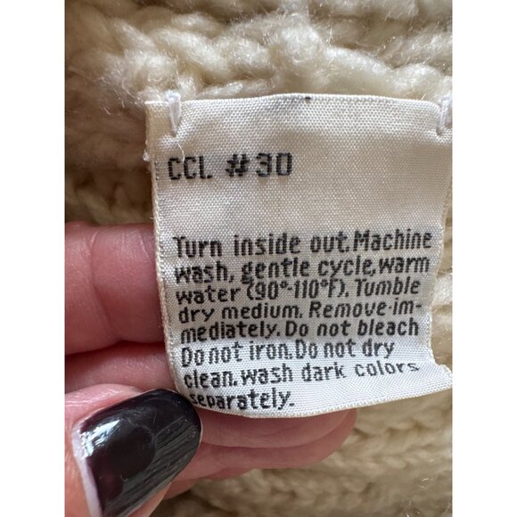 Vtg 80's Puritan Fisherman's Style Sweater Men's L Handmade Chunky Cable Knit - Picture 5 of 7